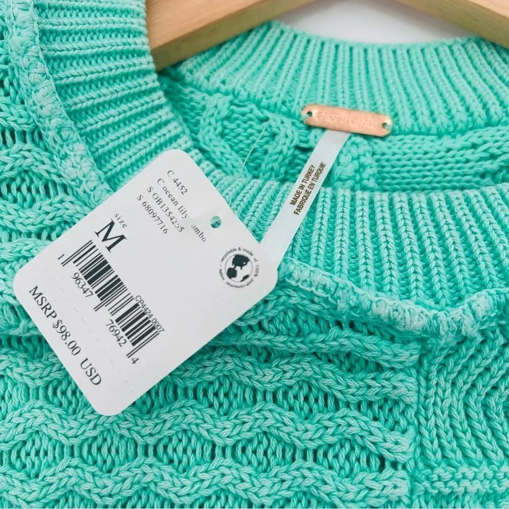 NWT Free People Take The Plunge Vest bright mint green size medium